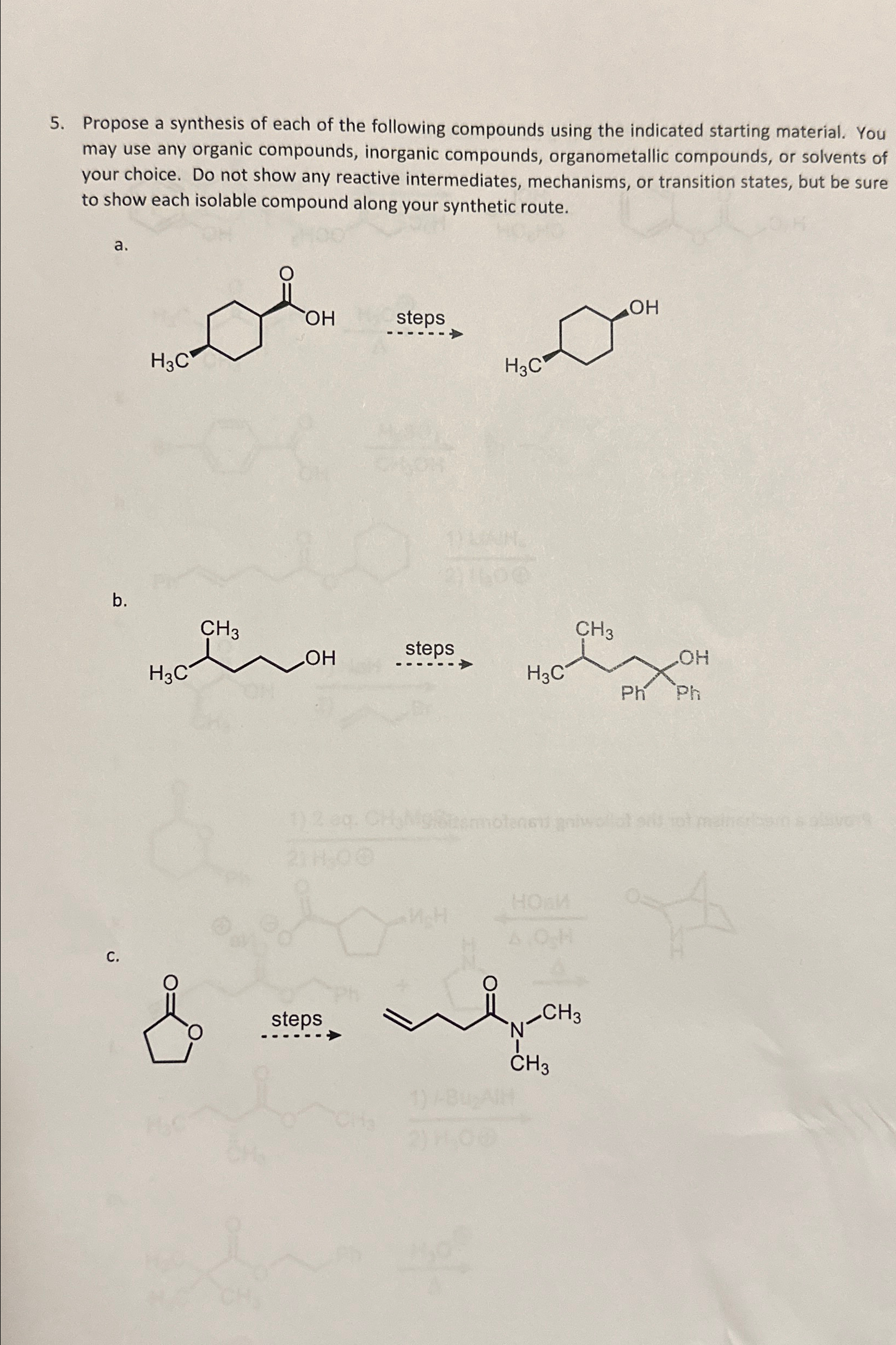 Propose a synthesis of each of the following | Chegg.com
