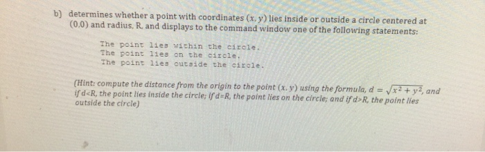 Solved b) determines whether a point with coordinates (x,y) | Chegg.com
