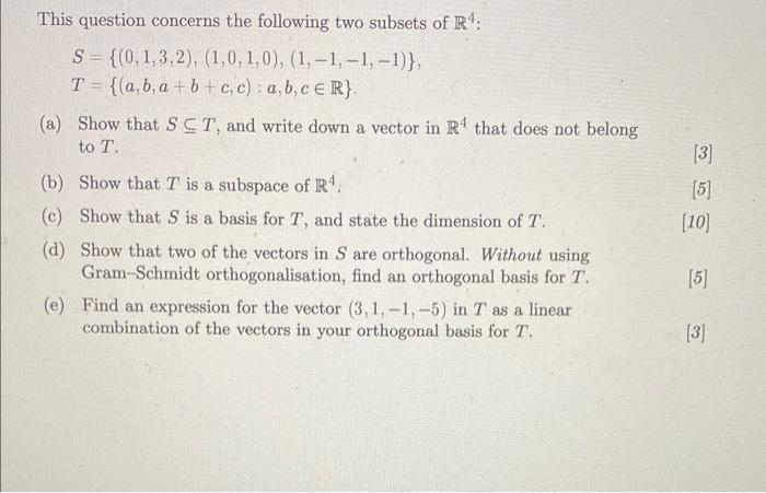 Solved This question concerns the following two subsets of | Chegg.com