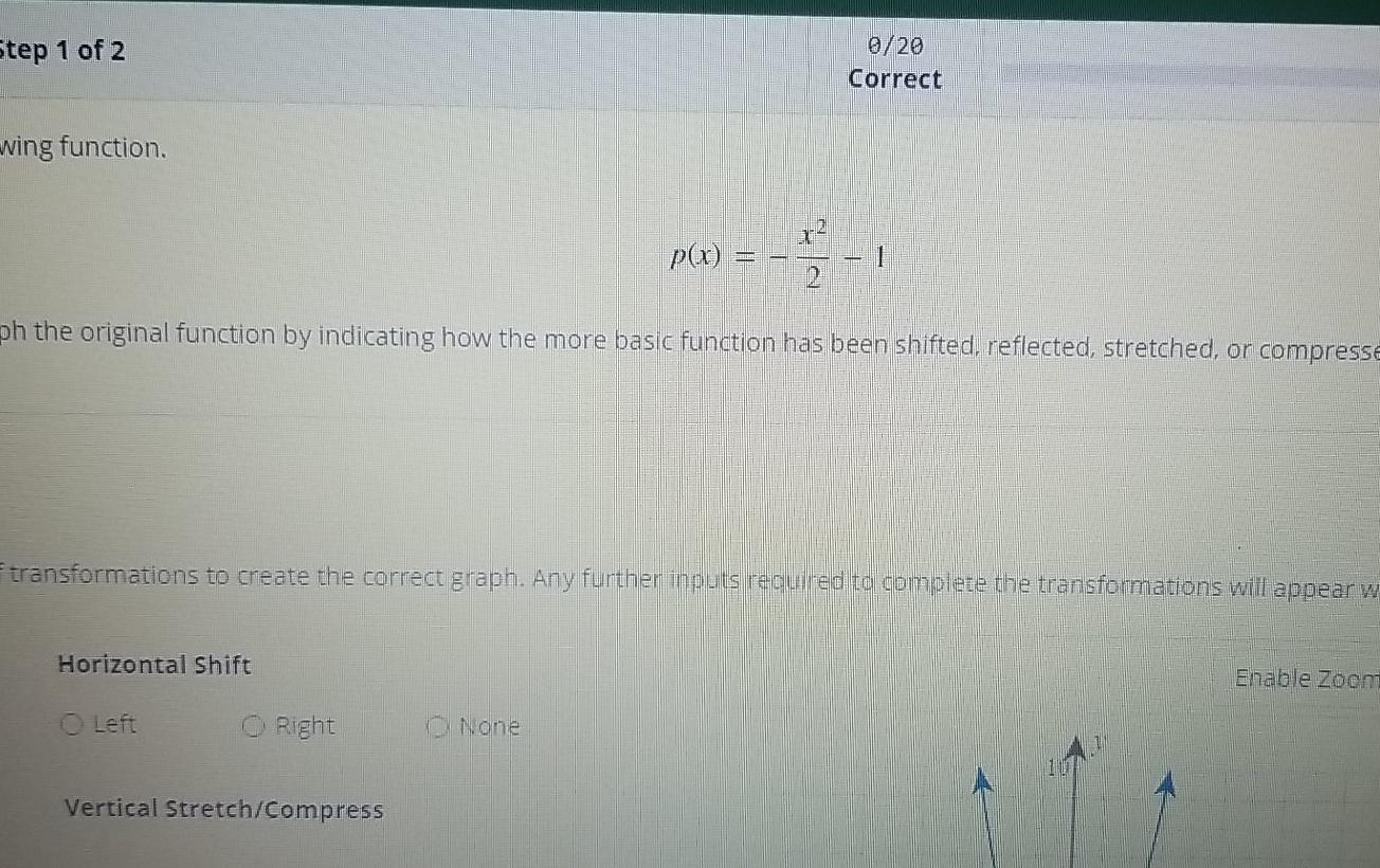 Solved Step 1 of 2 /20 Correct wing function. p(0) 2 ph the | Chegg.com