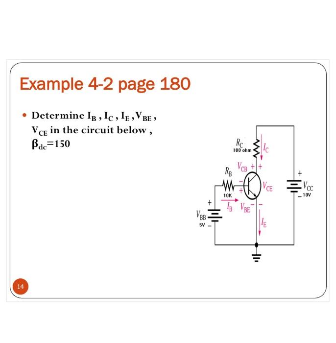 Solved Example 4-2 Page 180 • Determine IB, Ic, IE ,VBE , | Chegg.com