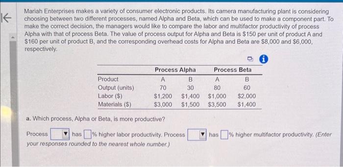 Solved Mariah Enterprises Makes A Variety Of Consumer | Chegg.com