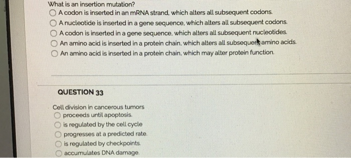 Solved What is an insertion mutation? A codon is inserted in | Chegg.com