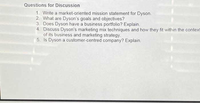 Solved Case Study: Dyson Solving Customer Problems in Ways | Chegg.com