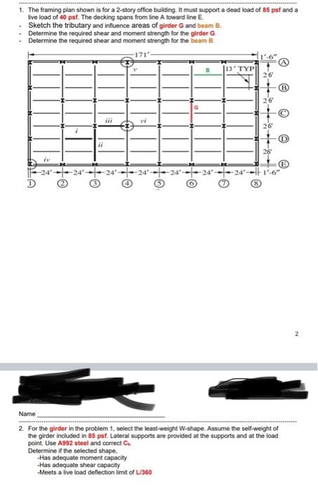 Solved 1. The framing plan shown is for a 2-story office | Chegg.com