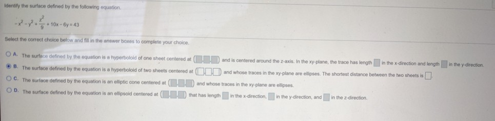 Solved Identify the surface defined by the following | Chegg.com