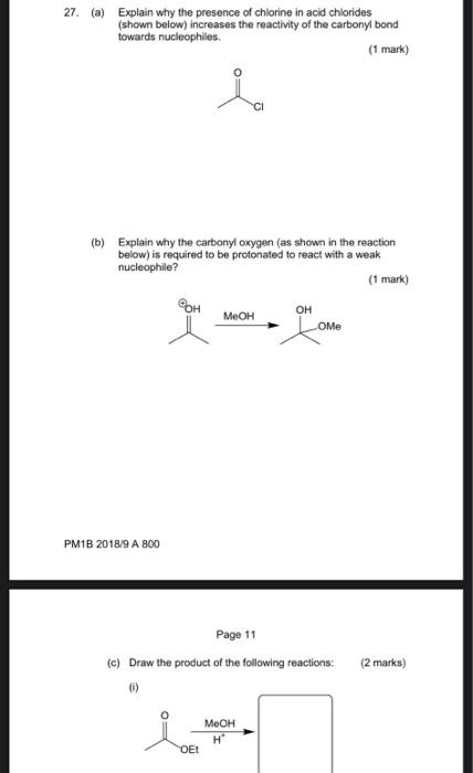 Solved 27. (a) Explain why the presence of chlorine in acid | Chegg.com