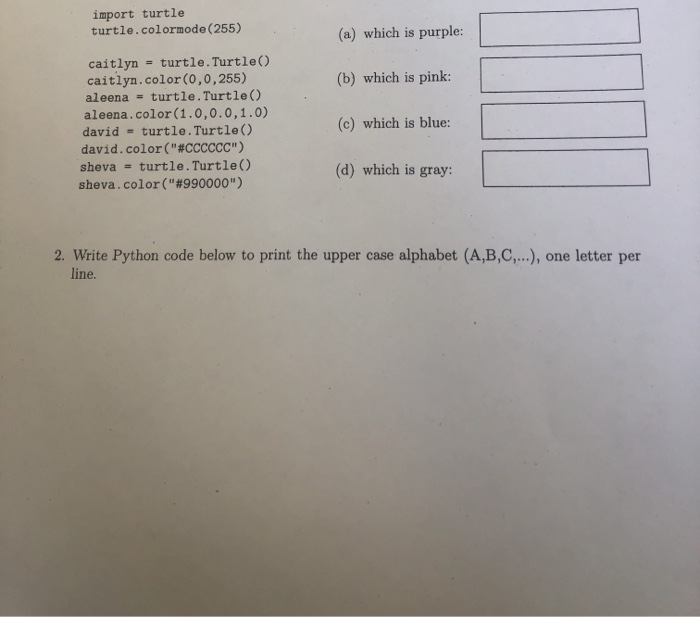 Solved 2. Write Python code below to print the upper case | Chegg.com