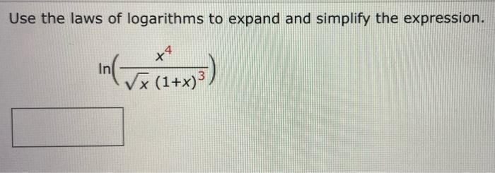 Solved Use The Laws Of Logarithms To Expand And Simplify The | Chegg.com