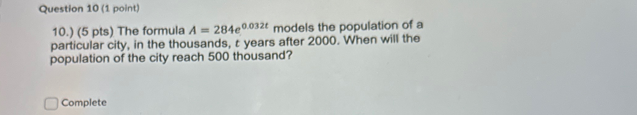 Solved Question 10 (1 ﻿point)10.) (5 ﻿pts) ﻿The formula | Chegg.com