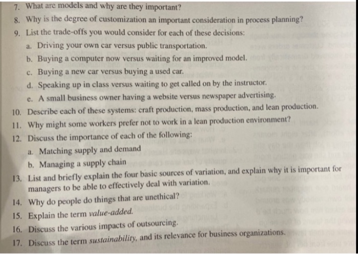 Solved 7. What Are Models And Why Are They Important? 8. Why 