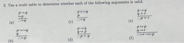 Solved 2. Use a truth table to determine whether each of the | Chegg.com