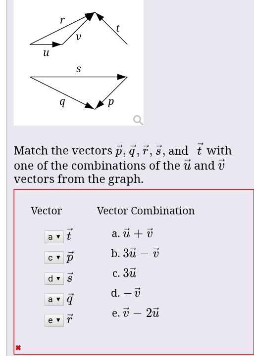 Ur Match The Vectors P Q R S And T With One Of Chegg Com
