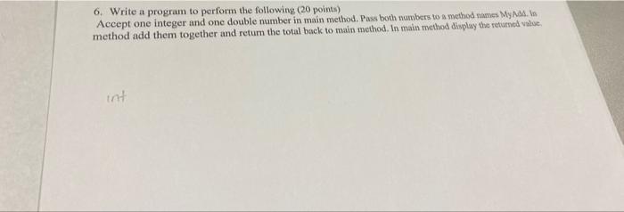 Solved 6. Write a program to perform the following ( 20 | Chegg.com