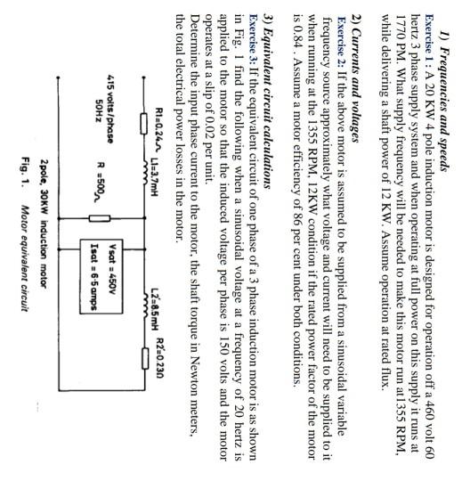 Solved 1) Frequencies and speeds Exercise 1 A 20 KW 4 pole