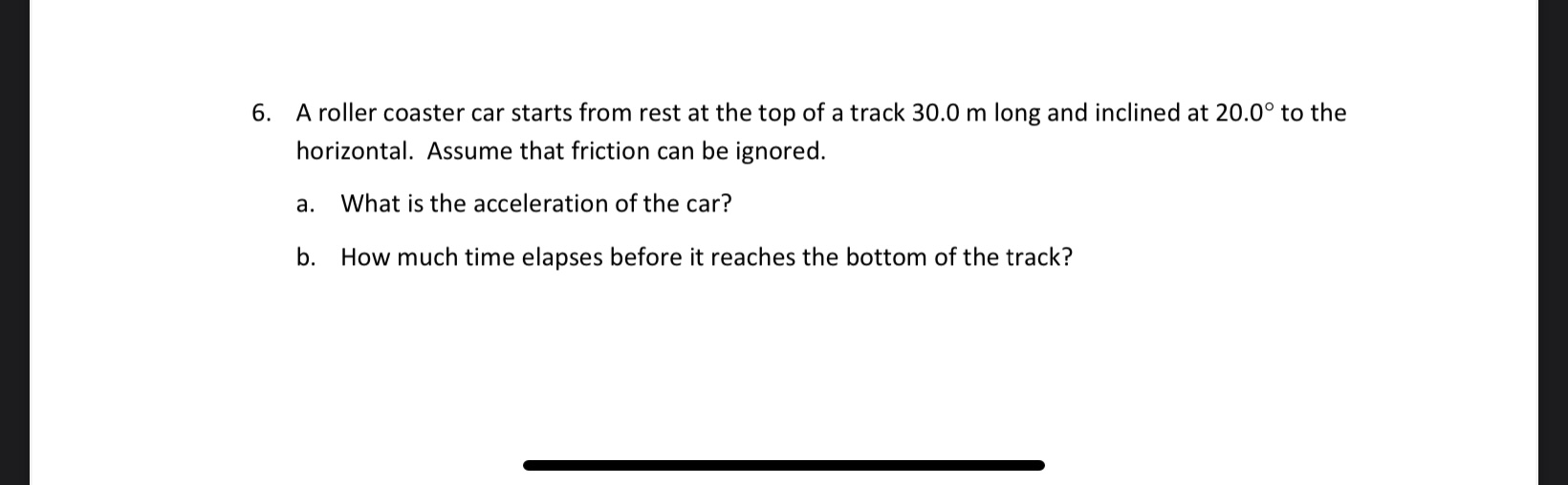 Solved A Roller Coaster Car Starts From Rest At The Top Of A | Chegg.com