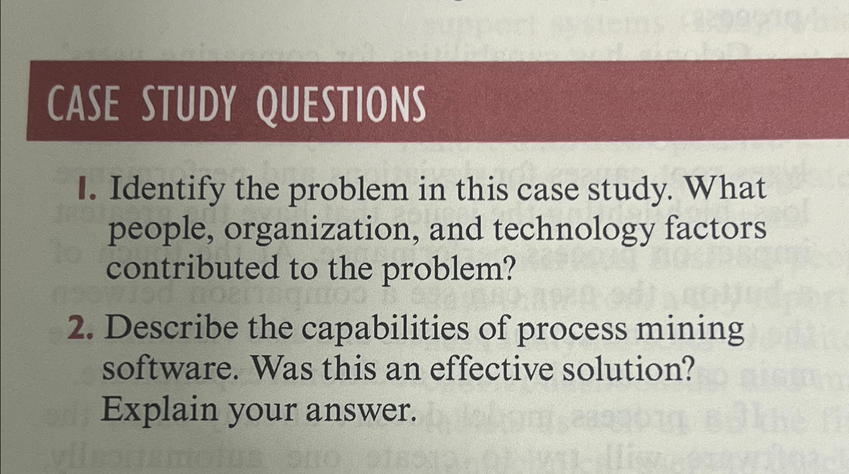 Solved CASE STUDY QUESTIONSI. Identify the problem in this | Chegg.com