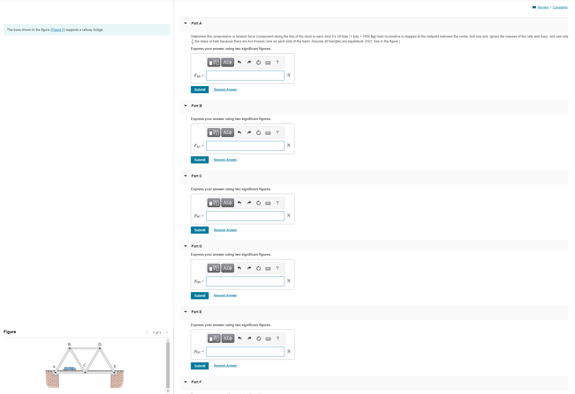 The truss shown in the figure (Figure 1) ﻿supports a | Chegg.com
