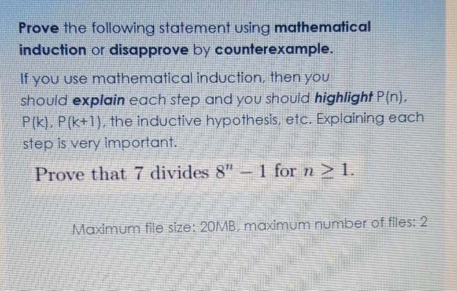 Solved Prove The Following Statement Using Mathematical