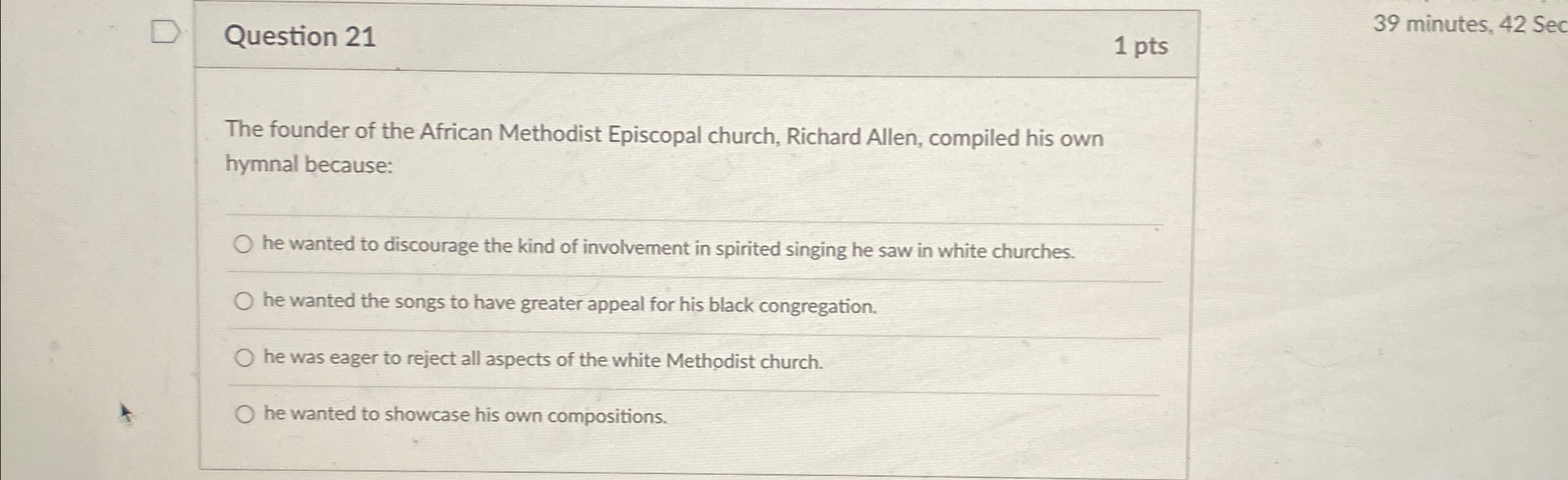 Solved Question 211 ﻿ptsThe founder of the African Methodist | Chegg.com