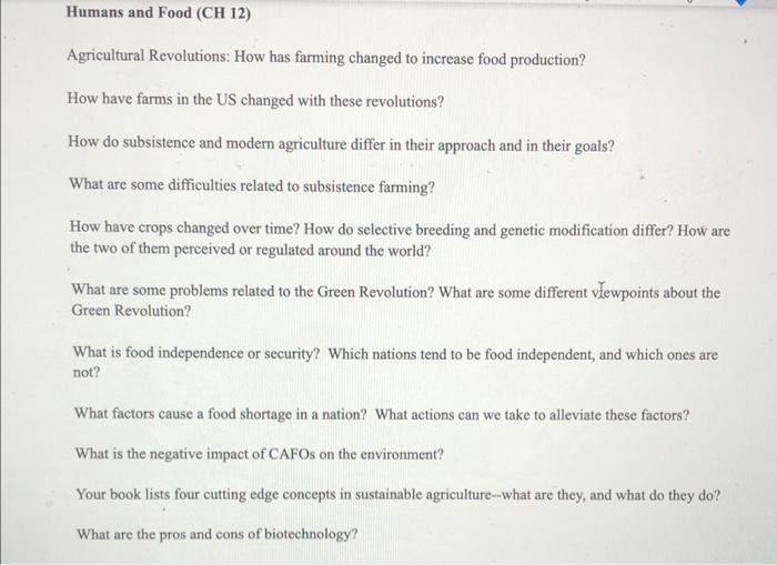 Solved Agricultural Revolutions How has farming changed to