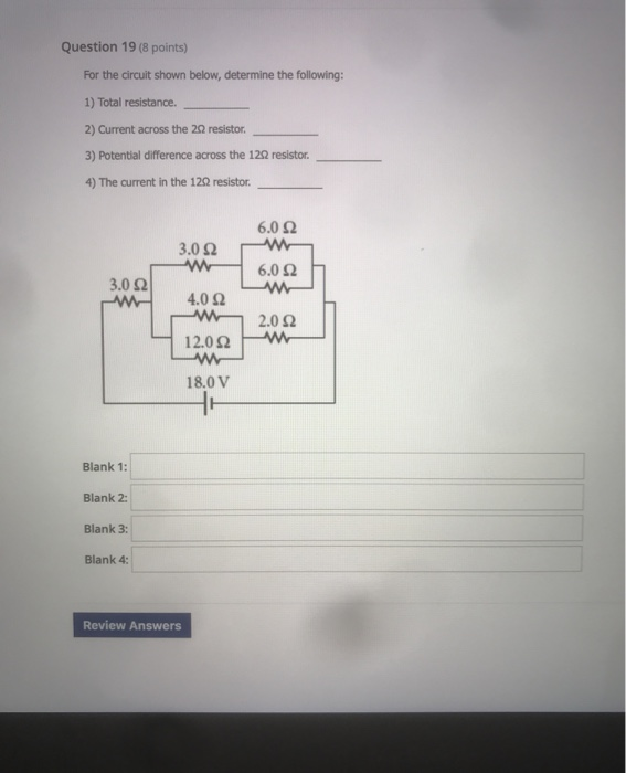 Solved Question 19 (8 Points) For The Circuit Shown Below, | Chegg.com