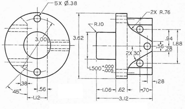 Solved The figure below shows the left side and front views | Chegg.com