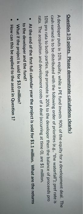 Question 3 (5 points. Please demonstrate calculations | Chegg.com