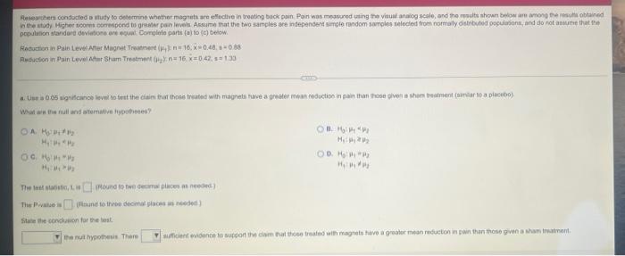 Solved Researchers conducted a study to determine whether | Chegg.com