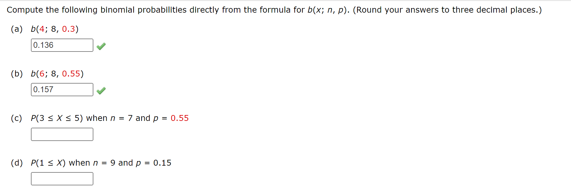 Solved Compute the following binomial probabilities directly | Chegg.com