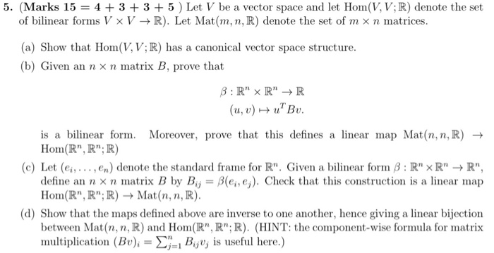 5 Marks 15 4 3 3 5 Let V Be A Vector S Chegg Com