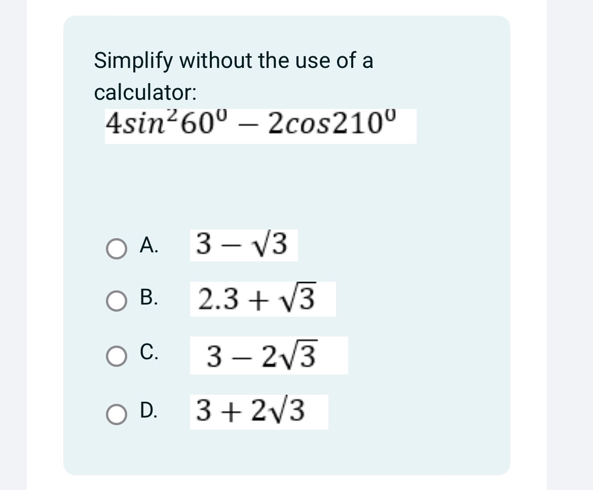 Solved Simplify without the use of a | Chegg.com