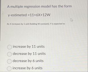Solved A multiple regression model has the formy-estimeted | Chegg.com