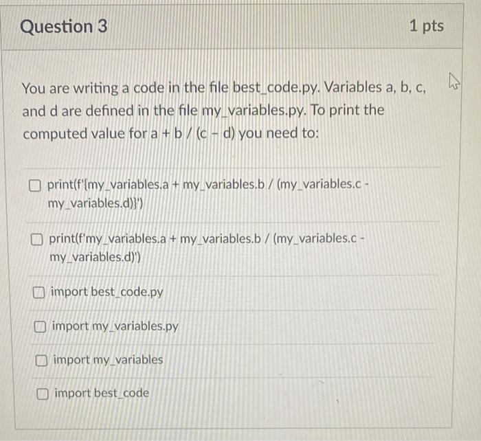 Solved You are writing a code in the file best_code.py. | Chegg.com