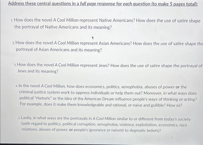 Address these central questions in a full page | Chegg.com
