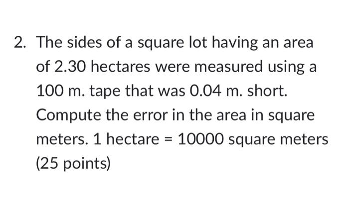 Meters squared outlet in a hectare