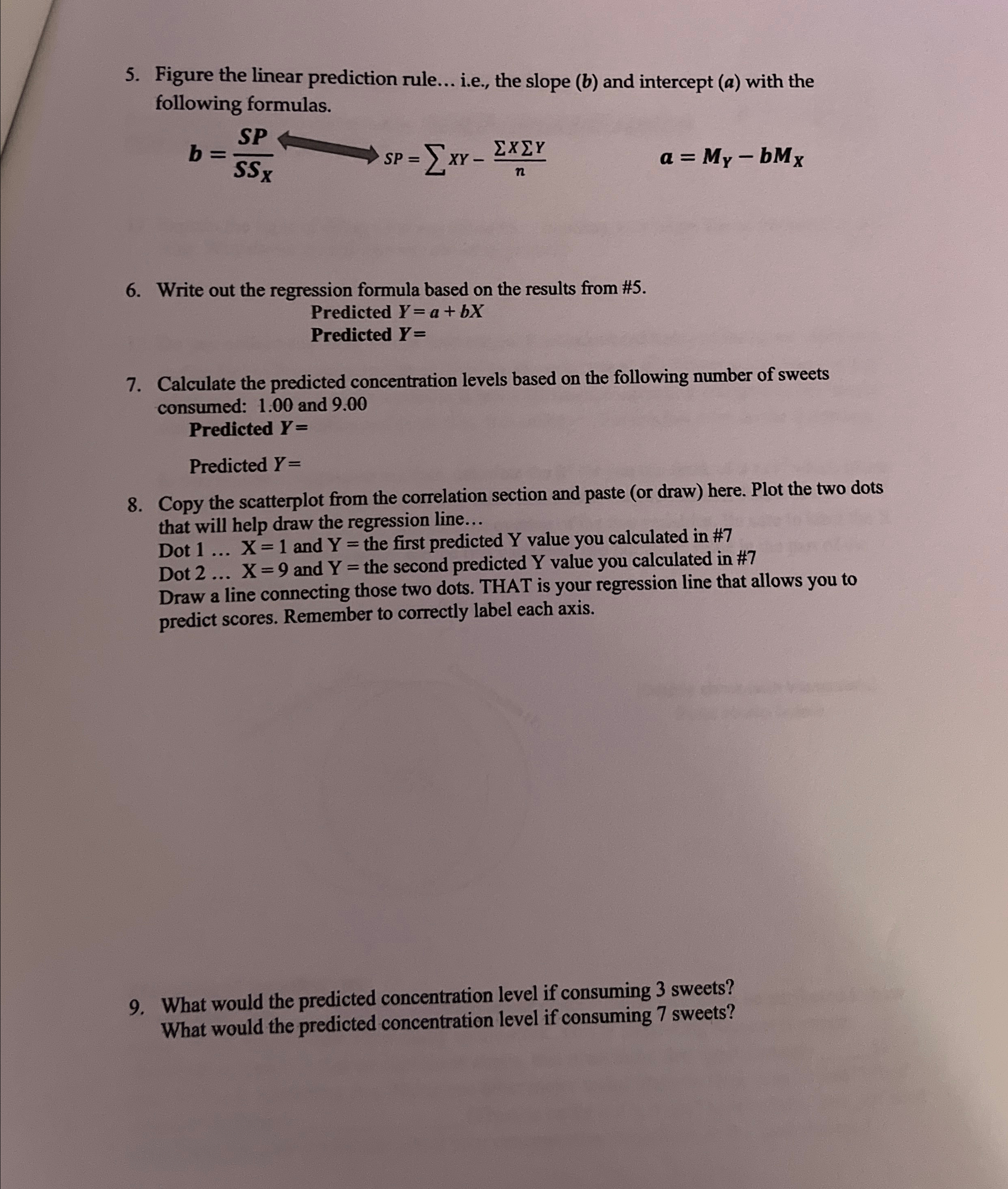 Figure the linear prediction rule... i.e., ﻿the slope | Chegg.com