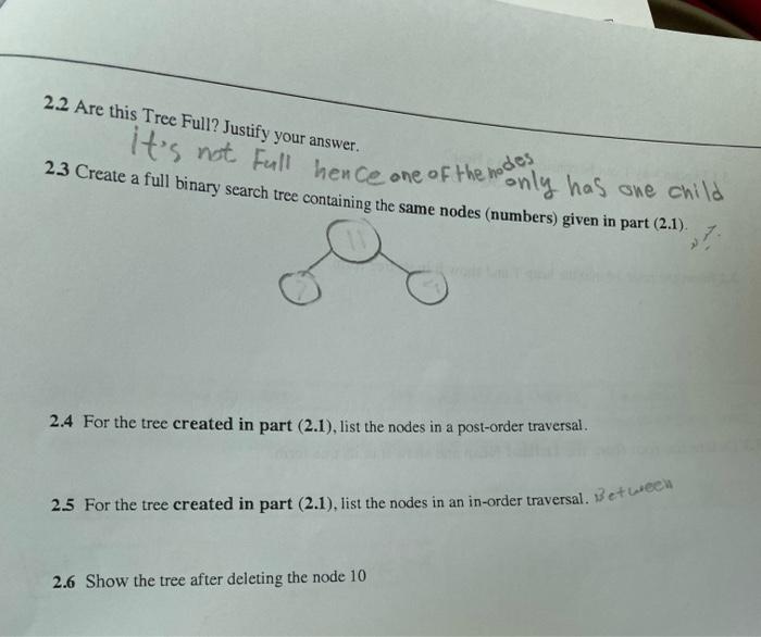 Solved 2.1 Draw the binary search tree that is created if | Chegg.com