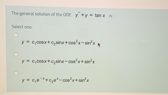 Solved The general solution of the ODE y