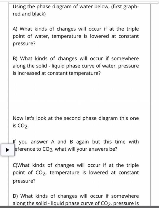 Solved Using the phase diagram of water below, (first graph- | Chegg.com