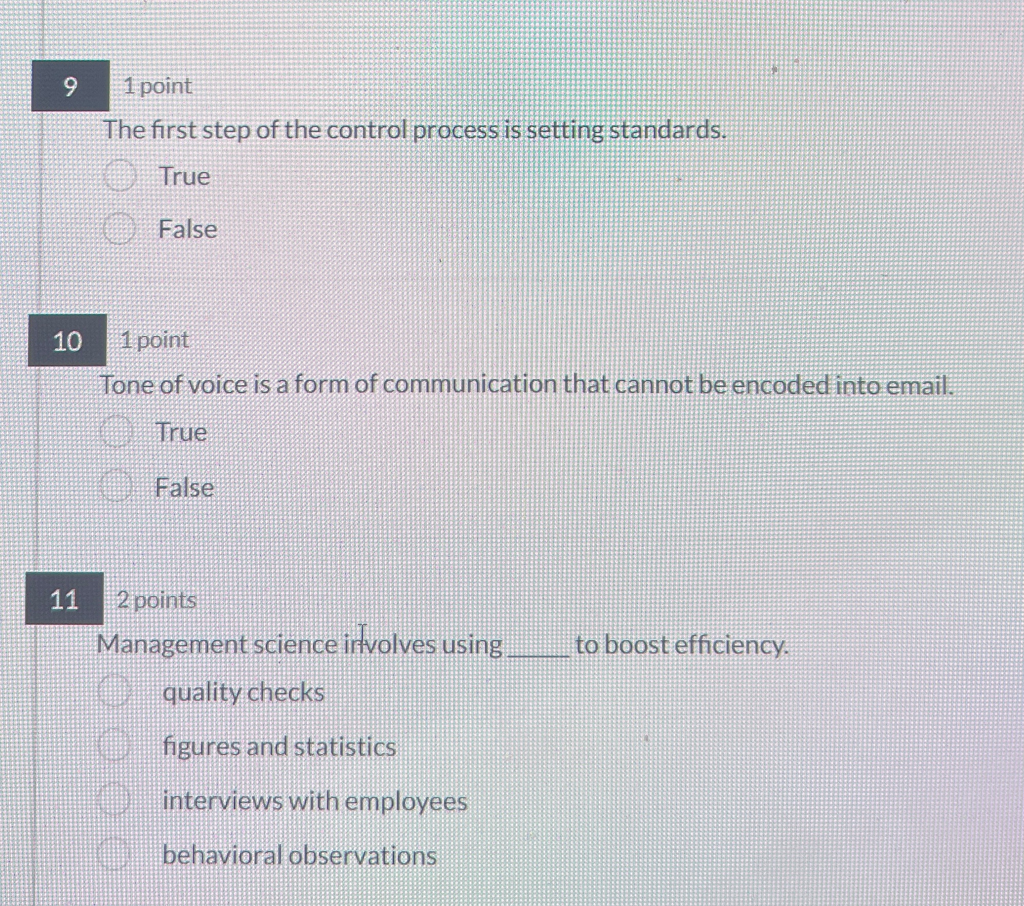 Solved 1 ﻿pointThe first step of the control process is | Chegg.com
