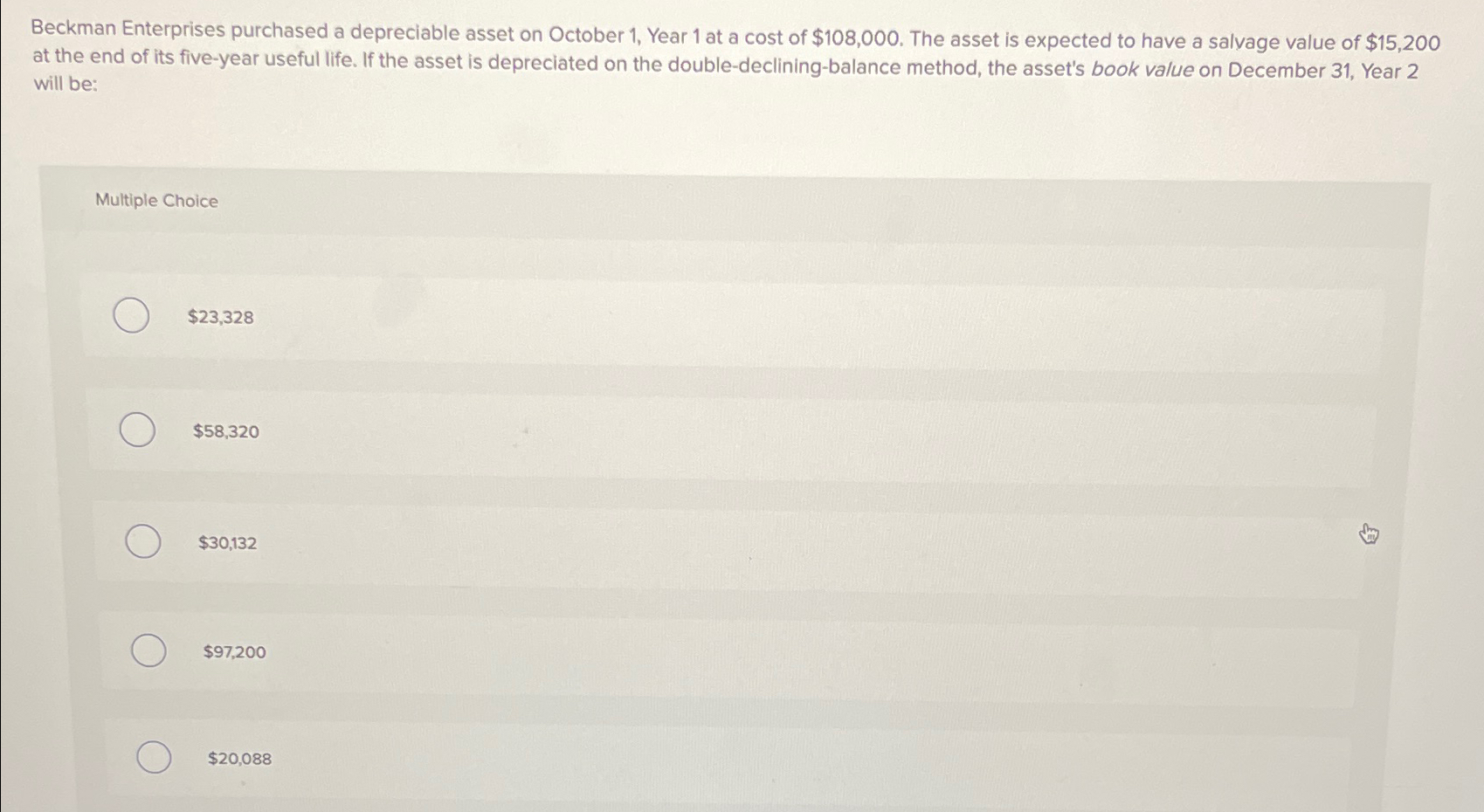 Solved Beckman Enterprises purchased a depreciable asset on