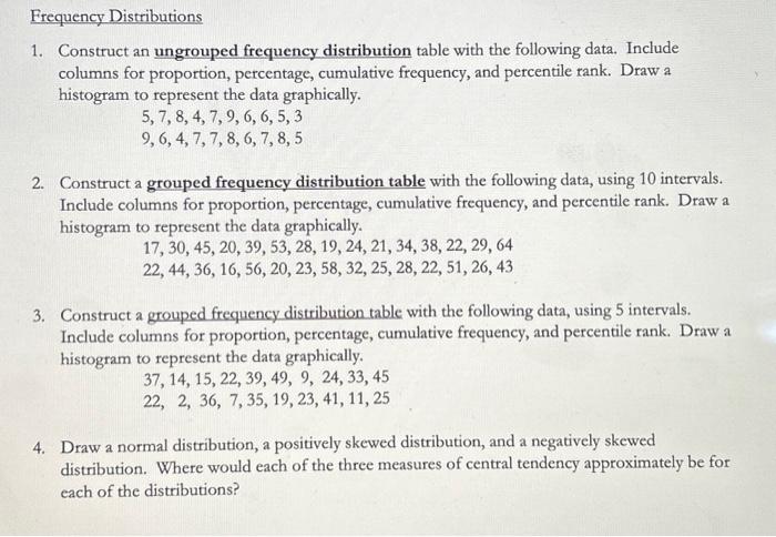 Frequency Distributions 1. Construct an ungrouped | Chegg.com