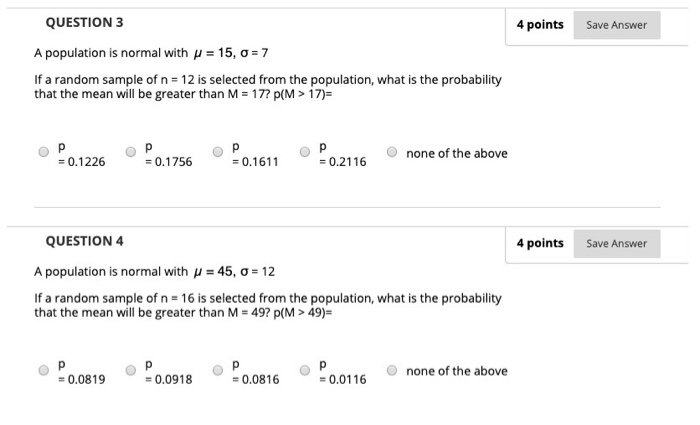 Solved QUESTION 3 4 points Save Answer A population is | Chegg.com