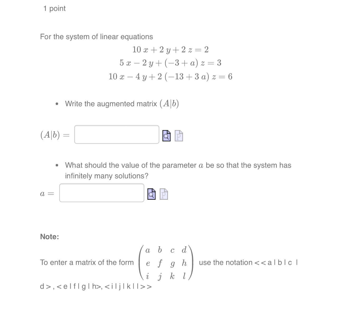 Solved 1 ﻿pointfor The System Of Linear