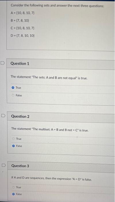 Solved Consider the following sets and answer the next three | Chegg.com