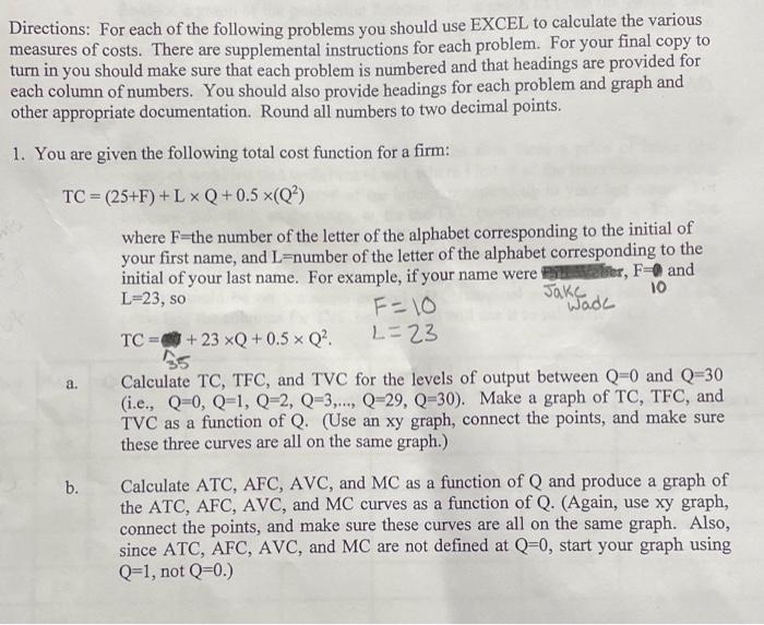 Solved Directions: For each of the following problems you | Chegg.com
