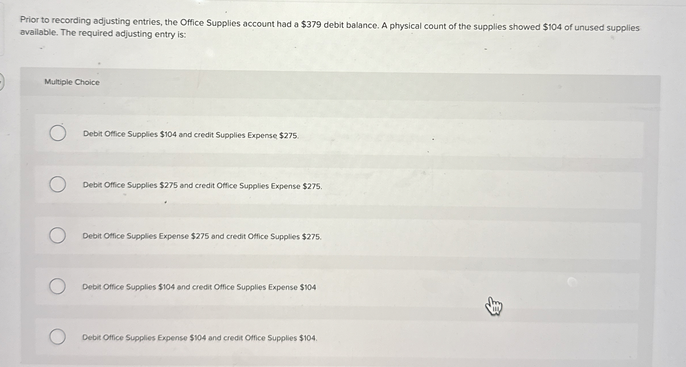 Solved Prior to recording adjusting entries, the Office | Chegg.com