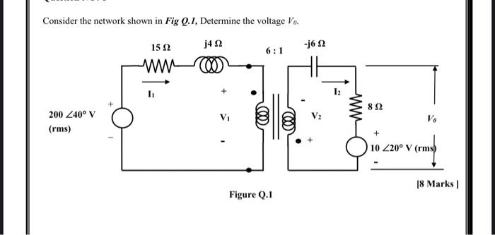 Solved Consider the network shown in Fig Q.1, Determine the | Chegg.com