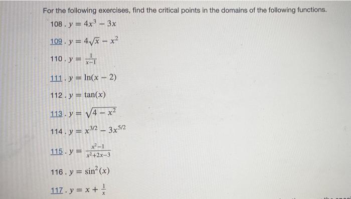 Solved For the following exercises, find the critical points | Chegg.com